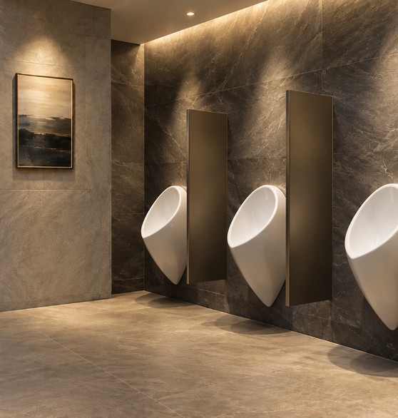 Uridan waterfree urinals in a premium washroom